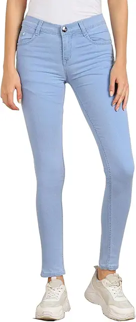 Women's High-Waisted Skinny Jeans - Light Blue
